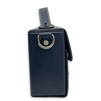 Baguette Box Shoulder Bag Blue in Coated Canvas, Silver hardware