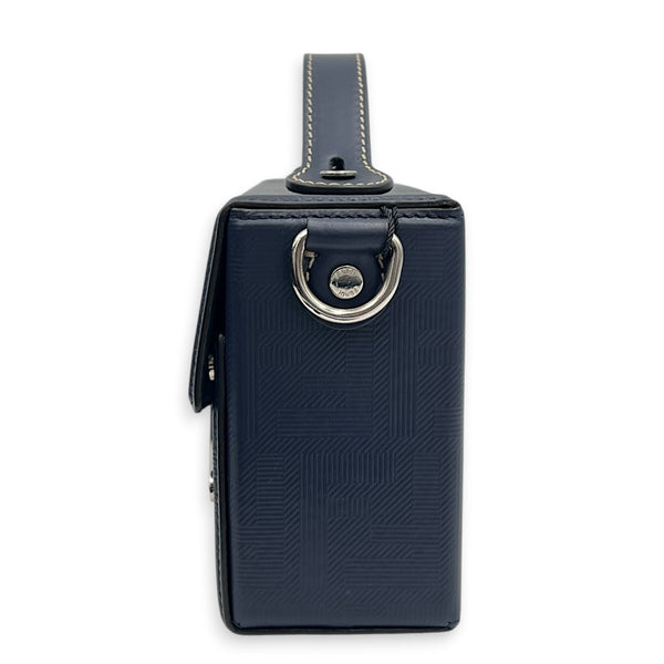 Baguette Box Shoulder Bag Blue in Coated Canvas, Silver hardware