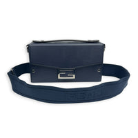 Baguette Box Shoulder Bag Blue in Coated Canvas, Silver hardware