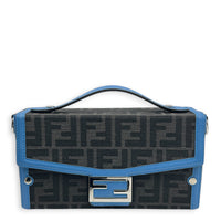 Baguette Box Shoulder Bag Black in Canvas, Silver hardware