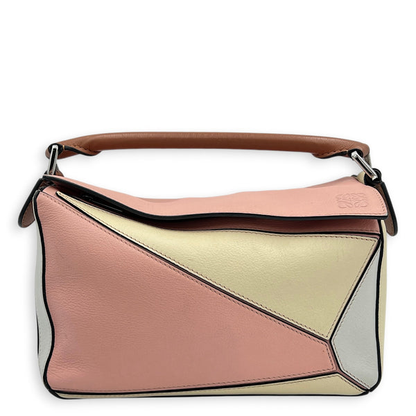 Puzzle Small Multi-colour Shoulder Bag in Calfskin, Silver hardware