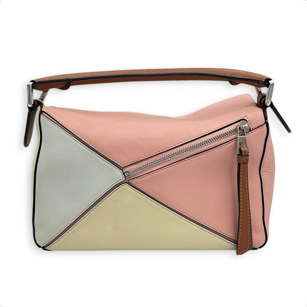 Puzzle Small Multi-colour Shoulder Bag in Calfskin, Silver hardware