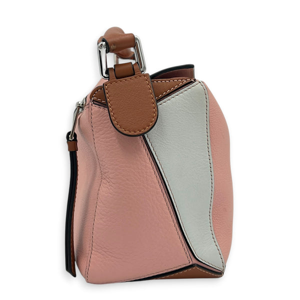 Puzzle Small Multi-colour Shoulder Bag in Calfskin, Silver hardware