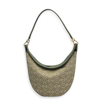 Luna Shoulder Bag Green in Canvas, Gold hardware