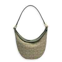 Luna Shoulder Bag Green in Canvas, Gold hardware