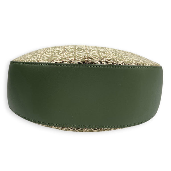 Luna Shoulder Bag Green in Canvas, Gold hardware