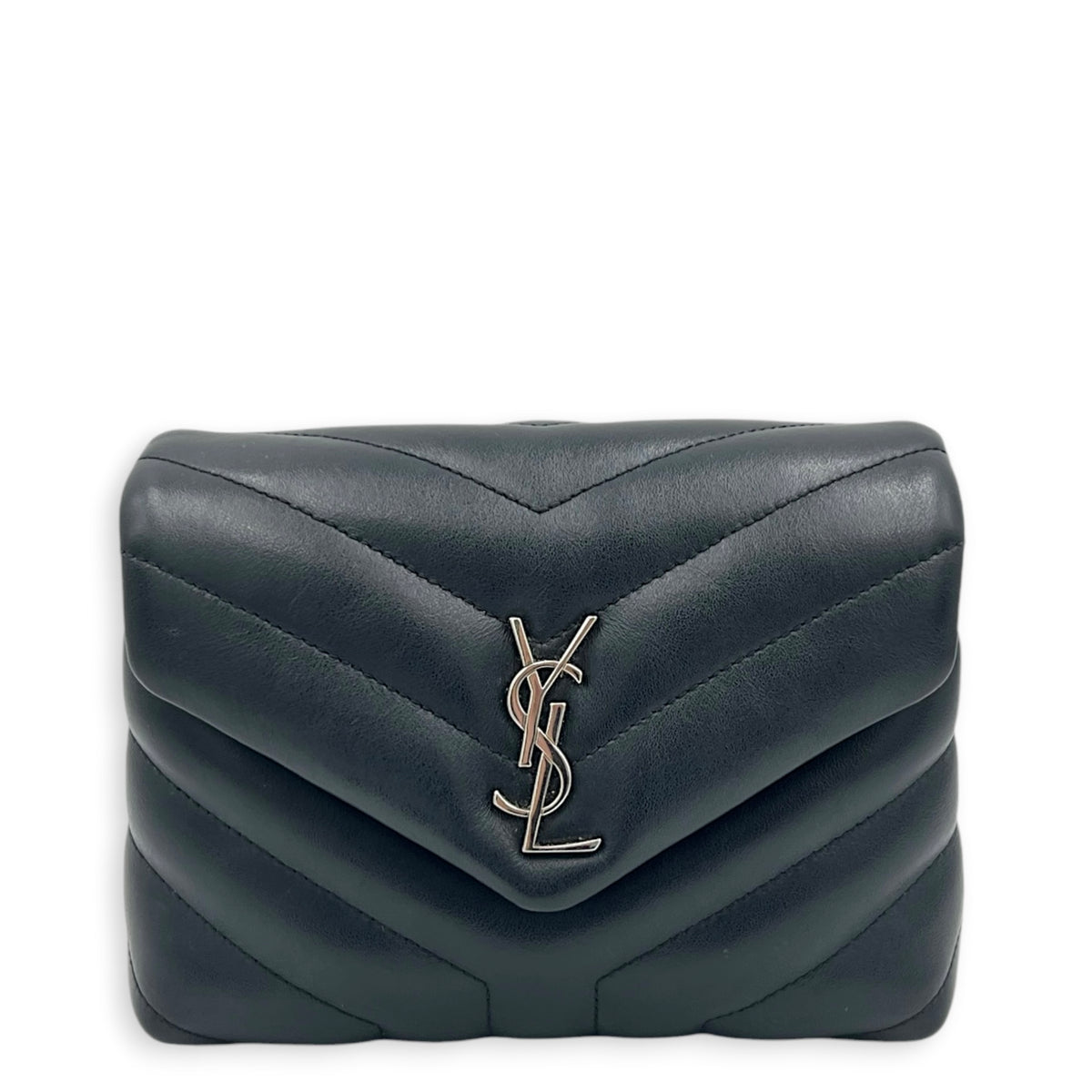 Loulou Shoulder Bag Toy Black in Calfskin, Silver hardware