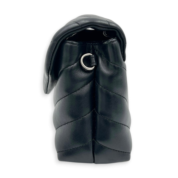 Loulou Shoulder Bag Toy Black in Calfskin, Silver hardware