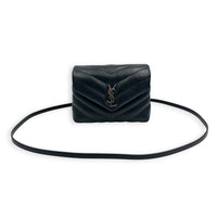 Loulou Shoulder Bag Toy Black in Calfskin, Silver hardware