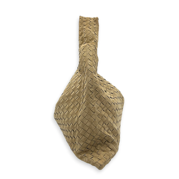 Hop Shoulder Bag Maxi Beige in Suede Leather