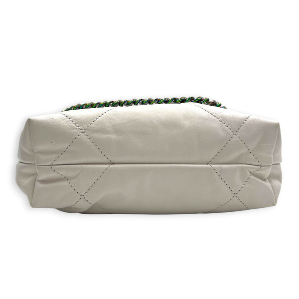 22 Tote Top Handle Bag Mini White in Lambskin, Iridescent hardware