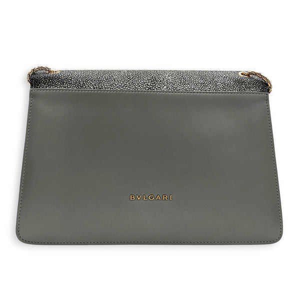 Serpenti Forever Shoulder Bag Grey in Stringray, Gold hardware