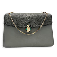 Serpenti Forever Shoulder Bag Grey in Stringray, Gold hardware