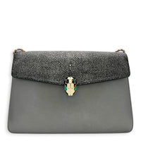 Serpenti Forever Shoulder Bag Grey in Stringray, Gold hardware
