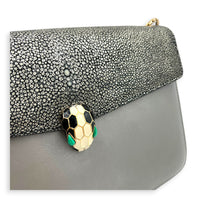 Serpenti Forever Shoulder Bag Grey in Stringray, Gold hardware