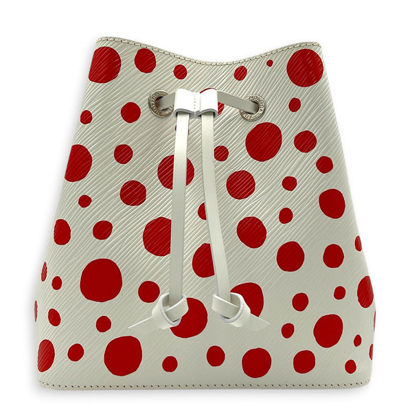 x Yayoi Kusama NeoNoe BB White Top Handle Bag in Epi Leather, Silver hardware
