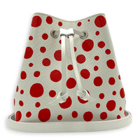 x Yayoi Kusama NeoNoe BB White Top Handle Bag in Epi Leather, Silver hardware
