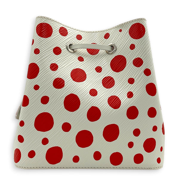 x Yayoi Kusama NeoNoe BB White Top Handle Bag in Epi Leather, Silver hardware