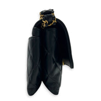 23K CC Flap Shoulder Bag Black in Calfskin, Gold hardware