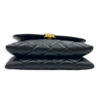 23K CC Flap Shoulder Bag Black in Calfskin, Gold hardware