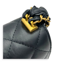 23K CC Flap Shoulder Bag Black in Calfskin, Gold hardware
