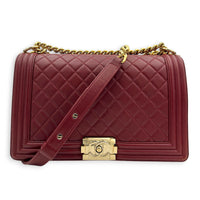 Boy Shoulder Bag Red in Lambskin, Gold hardware