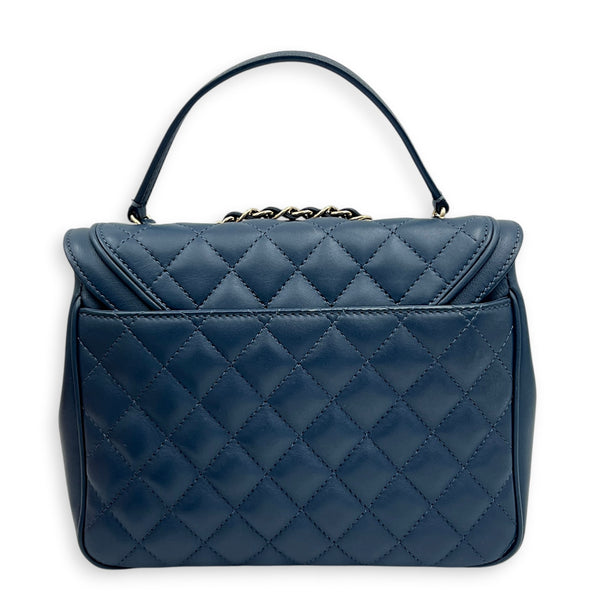 Lovely Square Shoulder Bag Blue in Lambskin, Gold hardware