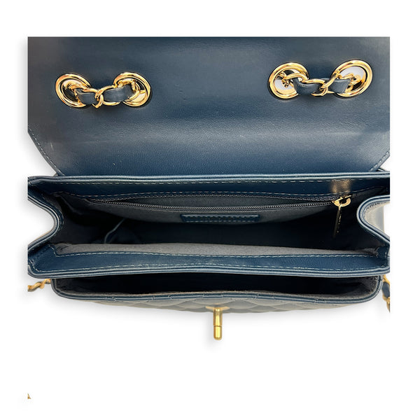 Lovely Square Shoulder Bag Blue in Lambskin, Gold hardware