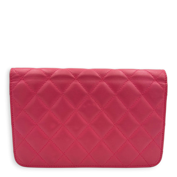 CC Wallet On Chain Pink in Lambskin, Silver hardware
