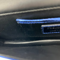 Cannage Clutch On Chain Blue in Embossed Lizard, Silver hardware