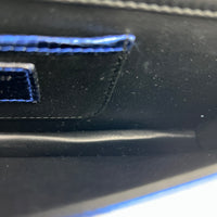 Cannage Clutch On Chain Blue in Embossed Lizard, Silver hardware