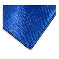Cannage Clutch On Chain Blue in Embossed Lizard, Silver hardware