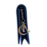 Cannage Clutch On Chain Blue in Embossed Lizard, Silver hardware