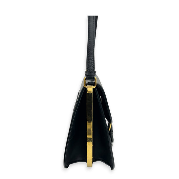 Bobby Frame Shoulder Bag Black in Calfskin, Gold hardware