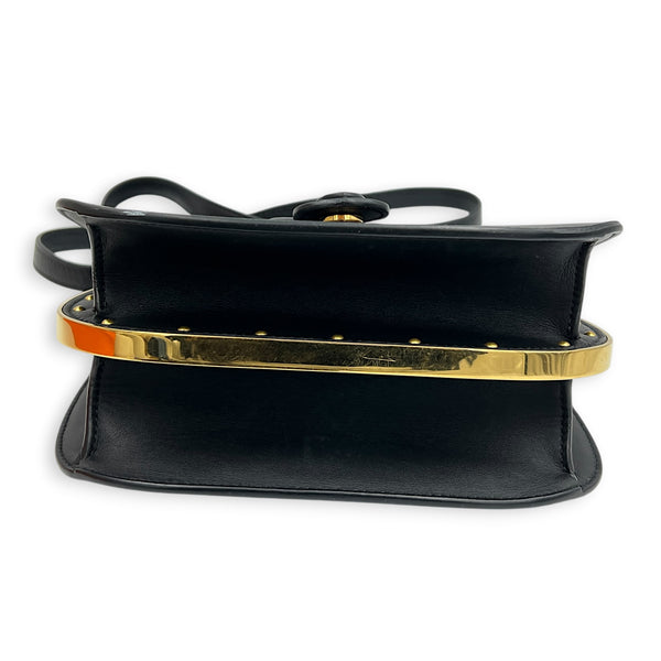 Bobby Frame Shoulder Bag Black in Calfskin, Gold hardware