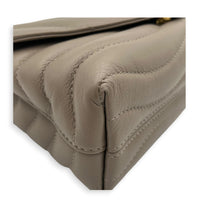 New Wave Shoulder Bag Beige in Calfskin, Gold hardware