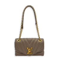 New Wave Shoulder Bag Beige in Calfskin, Gold hardware