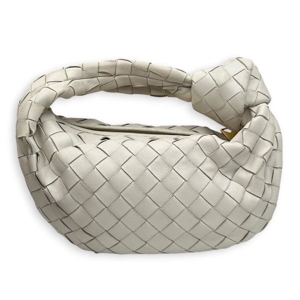 Jodie Top Handle Bag White in Lambskin, Gold hardware