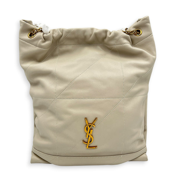 Jamie Pochon Shoulder Bag White in Lambskin, Gold hardware