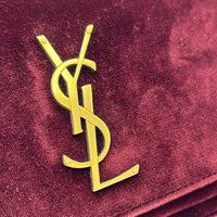 Sunset Shoulder Bag Burgundy in Velvet, Gold hardware