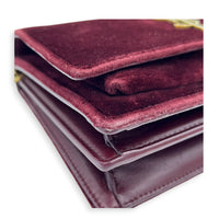 Sunset Shoulder Bag Burgundy in Velvet, Gold hardware