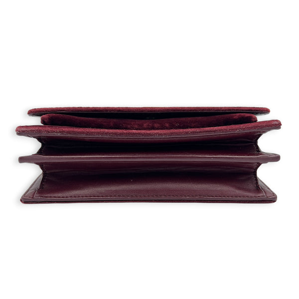 Sunset Shoulder Bag Burgundy in Velvet, Gold hardware