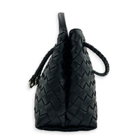 Andiamo Small Black Shoulder Bag in Lambskin, Ruthenium hardware