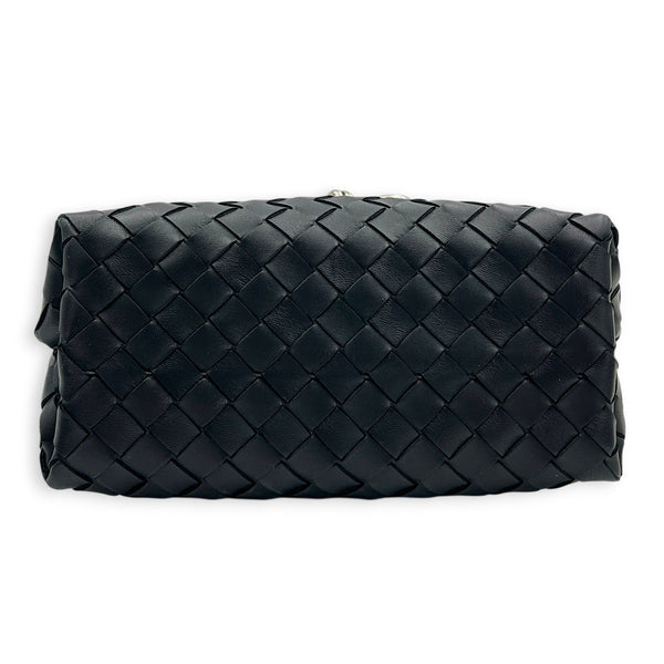 Andiamo Small Black Shoulder Bag in Lambskin, Ruthenium hardware