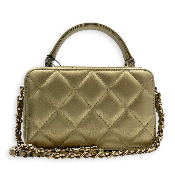 CC Vanity Top Handle Gold in Lambskin, Gold hardware