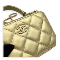 CC Vanity Top Handle Gold in Lambskin, Gold hardware