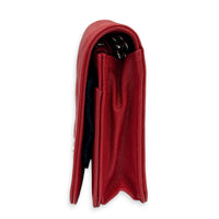 Boy Wallet On Chain Red in Caviar Leather, Silver hardware