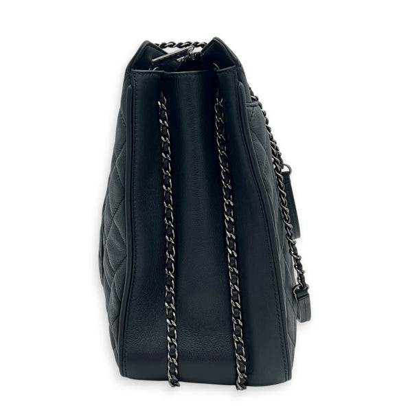 Frame In Chain Shopping Tote Bag Black in Calfskin, Silver hardware