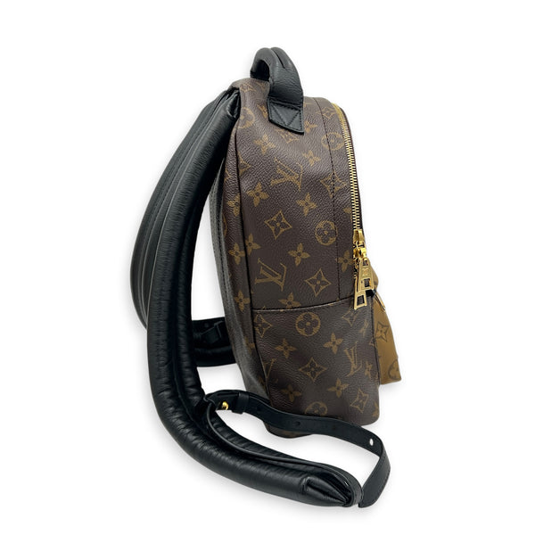 Palm Springs Backpack PM Brown in Monogram Coated Canvas, Gold hardware