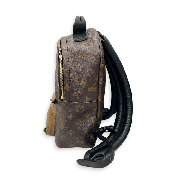 Palm Springs Backpack PM Brown in Monogram Coated Canvas, Gold hardware